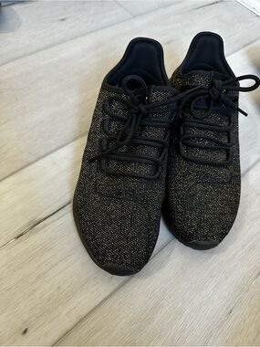 adidas Kids Black Knit Sneakers with Metallic Speckle
